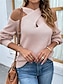 economico Colori solidi-Per donna Felpa Pullover Maglione Informale Morbido Colore puro A coste A V Lavorato a maglia Manica lunga Top regolari Maglia Esterno Giornaliero Fine settimana Rosa Cachi Autunno Inverno