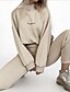 billige Kvinders sweatsuits-Dame Sweatshirt Sherpa Fleece bukser Bukser Sweater Set Langærmet Rund hals Helfarve Bogstaver Varm udendørs Sort Rød Lysebrun Forår Overdimensionerede