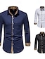 billige mænds ikke-jernskjorter-Herre Jakkesætsskjorter Skjorte med krave Button Up skjorte Leopard Bryllup Daglig Sort Hvid Navyblå Langærmet Alle årstider Tøj