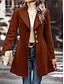 abordables Manteaux d&#039;Hiver-Manteau d&#039;hiver Femme Extérieur Plein Air Usage quotidien mode Décontractées Avec poches Normal Manteau Noir Abricot Café Automne Hiver Boutonnage Simple Col rabattu Standard S M L XL