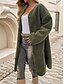 abordables Manteaux d&#039;Hiver-Manteau d&#039;hiver Femme Extérieur Plein Air Usage quotidien mode Décontractées Avec poches Longue Manteau Vert Véronèse Kaki Abricot Automne Hiver Boutonnage Simple Col V Standard S M L XL