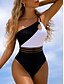 billiga One-piece-baddräkter-Dam Badkläder En bit Monokini Baddräkt Öppen rygg Magkontroll Hög midja Smal Semester Standkläder Färgblock Ärmlös Baddräkter