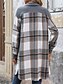 abordables Manteaux d&#039;Hiver-Veste d&#039;Hiver Manteau Femme Extérieur Plein Air Usage quotidien mode Décontractées Avec poches Imprimer Longue Manteau Vin Café Gris Automne Hiver Boutonnage Simple Col rabattu Standard S M L XL