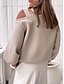 billige Kvinne Enkle Topper-damegenser tilfeldig vanlig street dailywear v-hals langermet svart hvit beige høst vinter