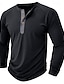 billiga Casual Henley T-shirt-Herr Henleytröja T-tröja Långärmad tröja Slät Henley Gata Semester Långärmad Vintagestil Kläder Mode Designer Grundläggande