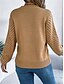 billige Solide farger-Dame Genser Pullover genser Fritid Myk Ren farge Riflet Crew-hals Uthult Strikket Langermet Vanlige topper Strikke utendørs Daglig Helg Hvit Oransje Høst Vinter