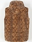 billige Gilets-Herre سترة Fuskepels Gilet Daglig Stevnemøte Feriereise Mote Fritid Høst vinter Hold Varm Polyester Bekvem Leopardprint Cardigan Høy krage Normal Hvit Gul Brun Vest