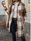 abordables Manteaux d&#039;Hiver-Veste d&#039;Hiver Manteau Femme Extérieur Plein Air Usage quotidien mode Décontractées Avec poches Imprimer Longue Manteau Vin Café Gris Automne Hiver Boutonnage Simple Col rabattu Standard S M L XL