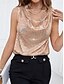 ieftine Topuri imbracate-Pentru femei Bluză Camis Culoare solidă Sexy Casual Fără manșon Stil Nautic Topuri obișnuite Zilnic Paiete Negru Trifoi Kaki Vară