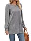billiga Texturerade toppar-Dam T-shirt Slät Mode Modern Ledigt Långärmad Rund hals Vanliga toppar Dagligen Helgen Ficka Armégrön Brun Grå Höst Vinter