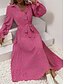 voordelige Casual bloemenjurken-dames bloemen v-hals midi-jurk lange mouw lente herfst