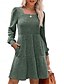 baratos Vestidos de malha-Mulheres Vestido de moletom Casual Macia Cor imaculada Estriado Decote Quadrado Bolsos Tricotado Manga Longa Tops longos Tricotar Ao ar livre Diário Final de semana Marron Verde Outono Inverno