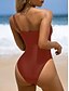 billiga One-piece-baddräkter-Dam Badkläder En bit Monokini Baddräkt Öppen rygg Magkontroll Hög midja Smal Semester Standkläder Färgblock Ärmlös Baddräkter