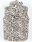 billige Gilets-Herre سترة Fuskepels Gilet Daglig Stevnemøte Feriereise Mote Fritid Høst vinter Hold Varm Polyester Bekvem Leopardprint Cardigan Høy krage Normal Hvit Gul Brun Vest