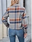 voordelige Overhemdjassen-Dames Jas Buiten Straat Alledaagse kleding Herfst Winter Kort jas Normale pasvorm Thermisch Warm Ademend Stijlvol Casual Jacks Lange mouw Strepen en Plaid Met zakken Afdrukken Rood Groen Khaki