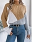 economico Motivi grafici e dettagli-Per donna Felpa Pullover Maglione Informale Morbido Color Block A coste Girocollo Collage Lavorato a maglia Manica lunga Top regolari Maglia Esterno Giornaliero Fine settimana Nero Rosa Autunno
