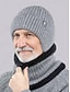 ieftine Pălării pentru bărbați-pălărie bărbați din tricot de iarnă cu set de eșarfe – căptușită cu lână caldă pentru protecție împotriva vremii reci