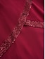 cheap Cocktail Dress-Women&#039;s Midi Dress Burgundy with Asymmetric Sequin Overlay Round Neckline V-Notch Detail Three-Quarter Length Split Sleeves Non-Stretch Elegant Evening Cocktail Party Knee-Length Various Sizes