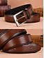 cheap Men's Belts-Men's Brown Leather Belt – Classic Buckle Design with Embossed Pattern, Perfect for Casual and Formal Wear