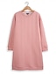abordables robes unies-Robe Droite Robe unie Femme Mini robe avec manche Plein Air Rendez-vous Décontractées Col Ras du Cou manche longue Ample Rose Claire S M L XL 2XL