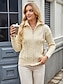 cheap Cardigans &amp; Outerwears-Women&#039;s Cardigan Sweater Jacket Turtleneck Cable Knit Knitted Fall Winter Work Fashion Daily Long Sleeve Solid Color Beige