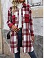 abordables Manteaux d&#039;Hiver-Veste d&#039;Hiver Manteau Femme Extérieur Plein Air Usage quotidien mode Décontractées Avec poches Imprimer Longue Manteau Vin Café Gris Automne Hiver Boutonnage Simple Col rabattu Standard S M L XL
