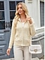 cheap Cardigans &amp; Outerwears-Women&#039;s Cardigan Sweater Jacket Turtleneck Cable Knit Knitted Fall Winter Work Fashion Daily Long Sleeve Solid Color Beige