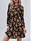 ieftine Rochii casual florale-Pentru femei Rochie Maxi Rochie casual Rochie leagăn Rochie A line Casual Zilnic Fit regulat Floral Manșon Lung Stil Nautic Galben Roșu Vin Albastru regal Primăvară Toamnă