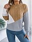 economico Motivi grafici e dettagli-Per donna Felpa Pullover Maglione Informale Morbido Color Block A coste Girocollo Collage Lavorato a maglia Manica lunga Top regolari Maglia Esterno Giornaliero Fine settimana Nero Rosa Autunno