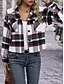 voordelige Overhemdjassen-Dames Jas Buiten Straat Alledaagse kleding Herfst Winter Kort jas Normale pasvorm Thermisch Warm Ademend Stijlvol Casual Jacks Lange mouw Strepen en Plaid Met zakken Afdrukken Rood Groen Khaki