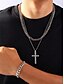 voordelige Accessoires voor heren-heren kruisketting, kettingarmband en gegraveerde ringset van legering – duurzame en stijlvolle christelijke sieraden