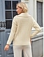 cheap Cardigans &amp; Outerwears-Women&#039;s Cardigan Sweater Jacket Turtleneck Cable Knit Knitted Fall Winter Work Fashion Daily Long Sleeve Solid Color Beige