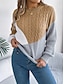 economico Motivi grafici e dettagli-Per donna Felpa Pullover Maglione Informale Morbido Color Block A coste Girocollo Collage Lavorato a maglia Manica lunga Top regolari Maglia Esterno Giornaliero Fine settimana Nero Rosa Autunno