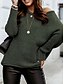 preiswerte Einfarbige Farben-Damen Pullover Brautkleider schlicht Weich Einfarbig Gerippt Bateau Strick Langarm Normale Oberteile Stricken Outdoor Täglich Wochenende Rosa Braun Herbst Winter
