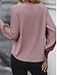 billige Dressy topper-Dame Skjorte Bluse Helfarge Grunnleggende Fritid Langermet V-hals Vanlige topper Daglig Rosa Kakifarget Lyseblå Høst Vinter