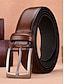 cheap Men's Belts-Men's Brown Leather Belt – Classic Buckle Design with Embossed Pattern, Perfect for Casual and Formal Wear