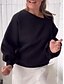 billige Kvinne Enkle Topper-damegenser tilfeldig vanlig street dailywear v-hals langermet svart hvit beige høst vinter