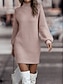 billige Sweater kjoler-Dame Sweater Kjole Afslappet Blødt Ren farve Rillet Rullekrave Strikket Langærmet Lange toppe Strikke udendørs Daglig Weekend Lyserød Abrikos Efterår Vinter