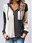 cheap Women&#039;s Hoodies &amp; Sweatshirts-Women&#039;s Sweatshirt Casual Color Block Street Dailywear Hoodie Patchwork Buttons Pocket Long Sleeve Black Blue Beige Fall Winter