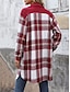 abordables Manteaux d&#039;Hiver-Veste d&#039;Hiver Manteau Femme Extérieur Plein Air Usage quotidien mode Décontractées Avec poches Imprimer Longue Manteau Vin Café Gris Automne Hiver Boutonnage Simple Col rabattu Standard S M L XL