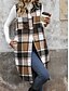 economico Gilet-Per donna Gilet Esterno Strada Da tutti i giorni Autunno Inverno Lungo Cappotto Standard Tenere al caldo Traspirante Moda Informale Giacca Senza maniche Righe e Plaid Con tasche Stampa Arancione