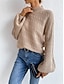 billige Solide farver-Dame Bluse Pullover trøje Afslappet Blødt Ren farve Kabel Rullekrave Strikket Langærmet Almindelige toppe Strikke udendørs Daglig Weekend Sort Grøn Efterår Vinter