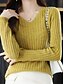 voordelige Effen kleuren-Dames Trui Casual Zacht Heldere kleur Geribd V-hals Gebreid Lange mouw Normale tops breien Buiten Dagelijks Weekend Wit Geel Herfst Winter