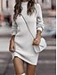 billige Sweater kjoler-Dame Sweater Kjole Afslappet Blødt Ren farve Rillet Rullekrave Strikket Langærmet Lange toppe Strikke udendørs Daglig Weekend Lyserød Abrikos Efterår Vinter
