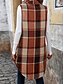 economico Gilet-Per donna Gilet Esterno Strada Da tutti i giorni Autunno Inverno Lungo Cappotto Standard Tenere al caldo Traspirante Moda Informale Giacca Senza maniche Righe e Plaid Con tasche Stampa Arancione