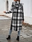 abordables Manteaux 3D-Femme Manteau Chaud Confortable Boutons Imprimer Décontractées Treillis Casual Quotidien Boutonnage Simple Sans col Standard manche longue Vêtements d&#039;extérieur Noir Rouge Vert Automne Hiver