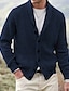 cheap Men&#039;s Cardigan Sweater-Men&#039;s Cardigan Sweater Cropped  Sweater Knit Sweater Ribbed Knit Regular Button Up Pocket Plain Shawl Collar Fashion Classic Daily Wear Date Clothing Apparel Fall &amp; Winter Black Dark Blue M L XL