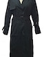 halpa Trench Coats-Naisten Rento takki Työ nappi Yhtenäinen väri Tuulenkestävä Muoti Loose Fit Päällysvaatteet Pitkähihainen Syksy Musta S