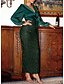 preiswerte Cocktailkleider-Sheath Cocktailkleider Elegantes Kleid Formal Knöchellang Lange Ärmel V-Ausschnitt Pailletten mit Glitzer Pailletten Kleidern
