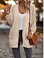 baratos Cardigãs e agasalhos-Mulheres Suéter Carregam Casual Macia Cor imaculada Estriado Abertura Frontal Bolsos Tricotado Manga Longa Tops regulares Tricotar Ao ar livre Diário Final de semana Rosa Marron Outono Inverno